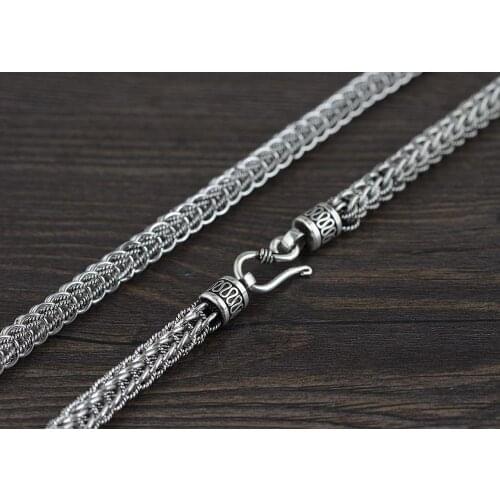 SOLID 925 STERLING SILVER MENS ripple S Hook Retro CHAIN Necklace A4231
