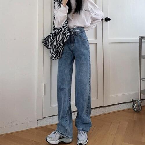 Streetwear Women Jeans High Waist Wide Leg Denim Clothing Blue Streetwear Vintage Quality Harajuku Straight Pants
