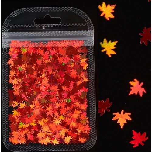 1 Bag Holographic Maple Leaves Nail Sequins Glitter Flake Sparkly Paillette Manicure Chameleon Stickers For Nails Art Decoration