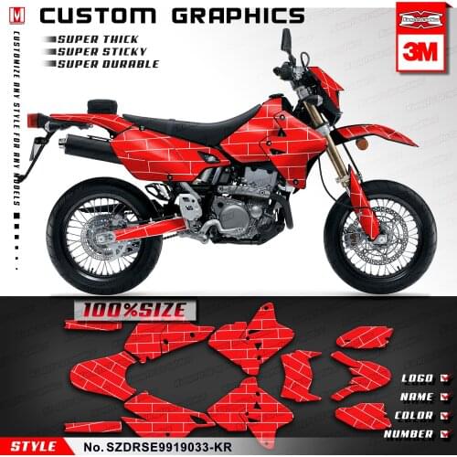 KUNGFU GRAPHICS Motocross Stickers Racing Decals for DRZ400SM DRZ 400 Enduro KLX 400R 2002 2003 2004