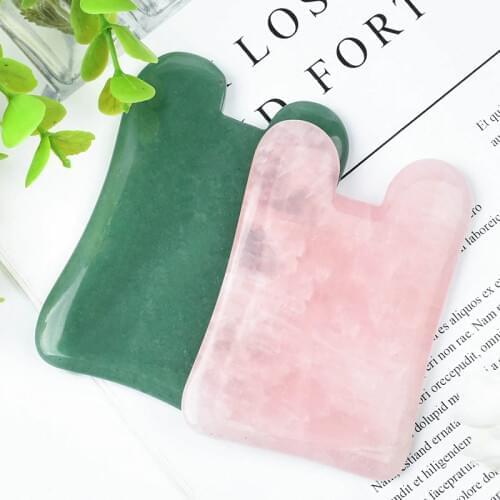 Rose Quartz Jade Guasha Board Natural Stone Scraper Chinese Gua Sha Tool For Face Neck Back Body Acupuncture Pressure Therapy