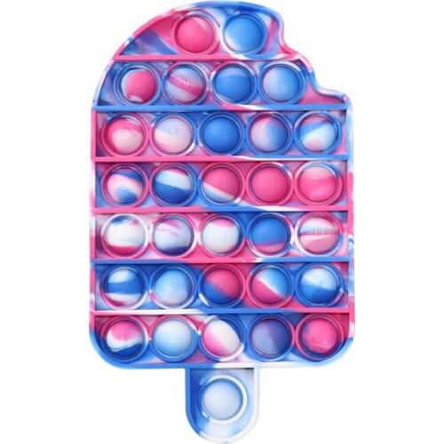 4Colors Ice Cream Popsicle Food Simple Fidget Toy Push Bubble Stress Sensory Toy Relief Anti-stress Hand Game Toys for Kids