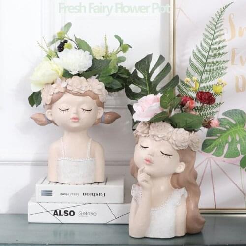 Ins Personality Vase Sculpture Succulent Flower Pot Creative Art Potted Plant Oil Painting Chlorophytum Decoration Home Decor