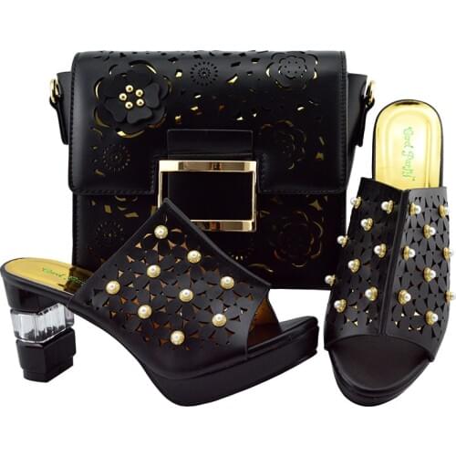 Italy Shoe And Bag!! African shoe and bag set high heel italian shoe with matching bag best selling ladies matching shoes YM007