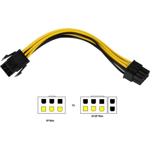 CY 8 Pin to 6Pin EPS 12V ATX Motherboard Power Supply Adapter Converter Cable 10cm