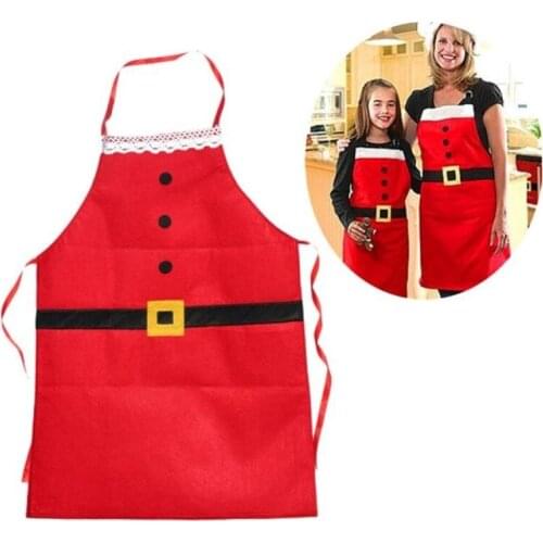 Red Apron For Christmas Decoration Santa Claus Kitchen Aprons Novelty Christmas Gifts Navidad Dinner Party Xmas Decor For Home