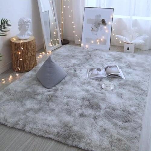 Modern Tie-dye Fluffy Plush Soft Carpet Mats Living Room Bedroom Home Floor Carpet Rugs Anti-slip Water Absorption Foot Carpet
