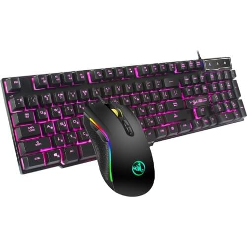 R8 Three Color Backlit USB Wired Gaming Keyboard and Mouse Set for Notebook Desktop