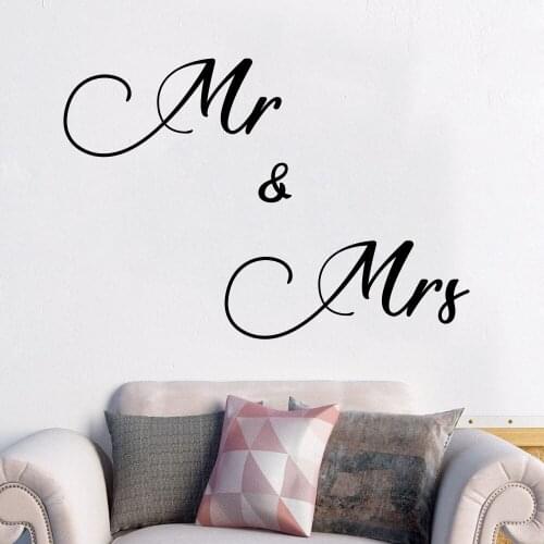 Simple Mr & Mrs Wall Sticker Decal Wedding Sticker Home Bedroom Wall Art Decoration A006791