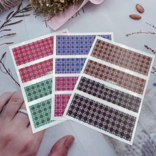 Japanese Style DIY 3D Plaid Bowknot Nail Stickers Hot Selling Nail Decals Light Traceless Nail Art Nail Accessories for Women