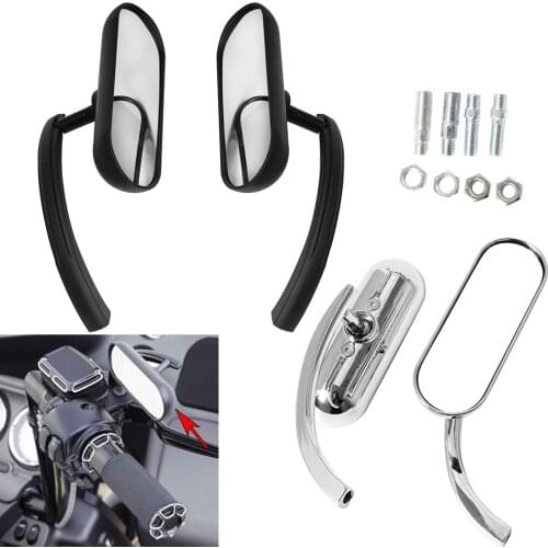 Motorcycle Mini Oval Mirrors Black/Chrome Handlebar Rearview Mirror For Harley Dyna Softail Sportster Touring Road King Cruiser