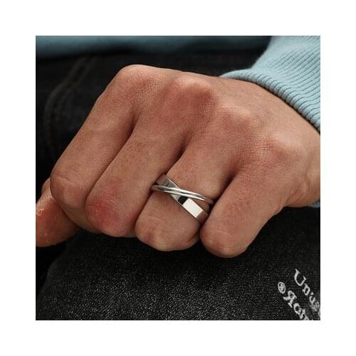 Korean Style Stainless Steel Couple Double Undefined Rings Simple Women Men Valentines day Jewelry Engagement Accessories OSR82