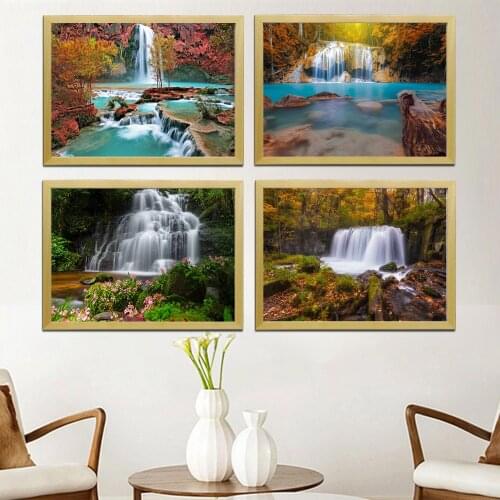 Landscape Waterfall Painting Wall Printing Hanging Painting Beautiful Flowers Landscape Painting Artist Home Decoration Painting