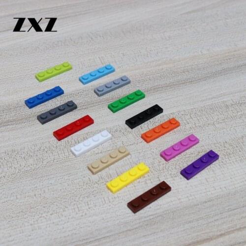 100pcs/lot Plate 1x4 Self-Locking Bricks DIY Blocks Compatible MOC Parts 3710 Bulk Assemble WW2 Building Sets Parts in Bricks