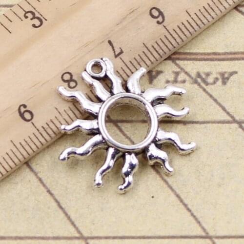 10pcs Charms Sun Sunshine 25x26mm Tibetan Silver Color Pendants Antique Jewelry Making DIY Handmade Craft