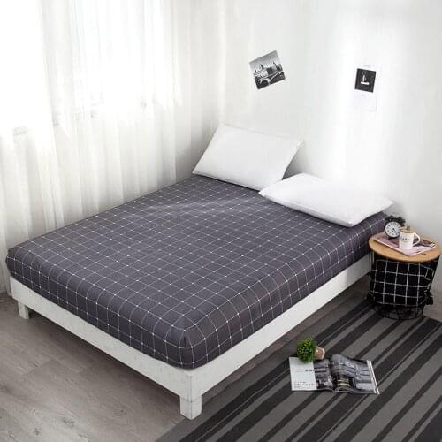 1PC Fitted Bed Sheet Cotton Polyester Elastic Bed Cover Modern Nordic Geometric Print Cartoon Bedding Fitted Sheet for Adults