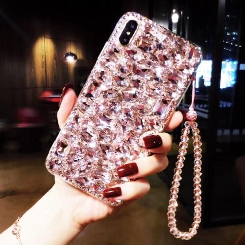 Bling Crystal Diamond Pendant Case for Samsung Galaxy A32 A52 A72 A82 A22 5G A12 A02S A02 A42 A31 A51 A71 Transparent Cover Caqa
