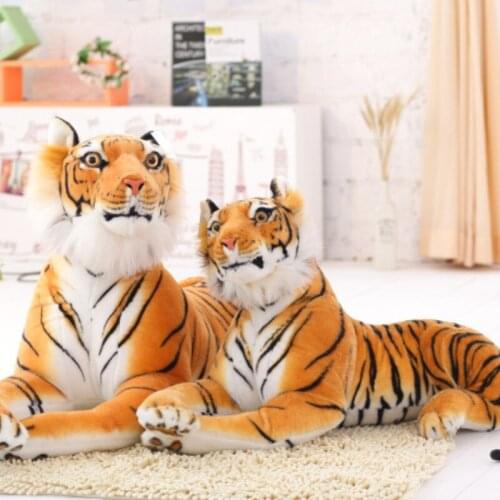 30-120 cm Lifelike Tiger Leopard Plush Toys Soft Stuffed Animals Simulation White Tiger Jaguar Doll Children Kids Birthday Gifts