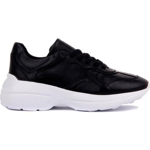 Sail-Lakers Black Leather Women Casual Shoes