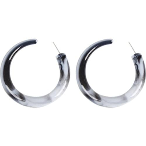 Minimalism Grey Acetic Acid Hoop Earrings For Women Simple Grey Open Oval Geometry Earring Bohemian Jewelry