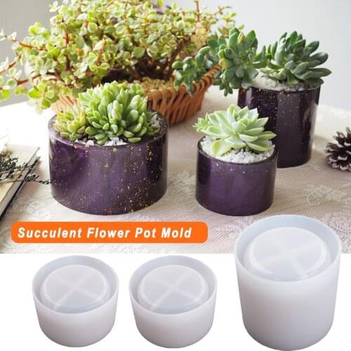 DIY Resin Silicone Round Pot Molds Succulent Flower Pot Clay Cement Plaster Gypsum Forms Concrete Casting Tool Craft Cup Moulds