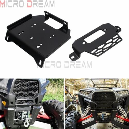 3/16" Steel UTV Winch Mount Plate Bracket for Polaris RZR XP Turbo 900/1000 4-Seater General 1000 EPS Deluxe Premium 2014-2020