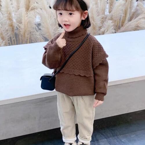 Spring dress girls sweater childrens baby Korean sweet lady solid color bottomed sweater T-shirt