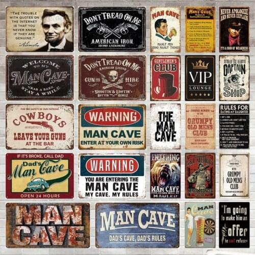 Vintage Poster Metal Tin Signs Wall Decor Art Poster Wall Plaque Plate The Man Cave Waring Iron Painting For Bar Caffee Shop