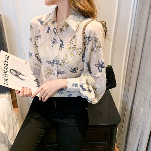 2021 Lantern Sleeve Women Blouse Print Fashion Long Sleeve Blouses Female Vintage Tops Blusas and Shirts