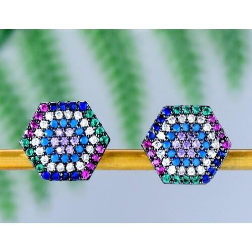 GODKI Ruby Trendy Lucky Eye multicolor Earrings For Women Wedding Party Indian Dubai Bridal Jewelry boucle d'oreille femme Gift