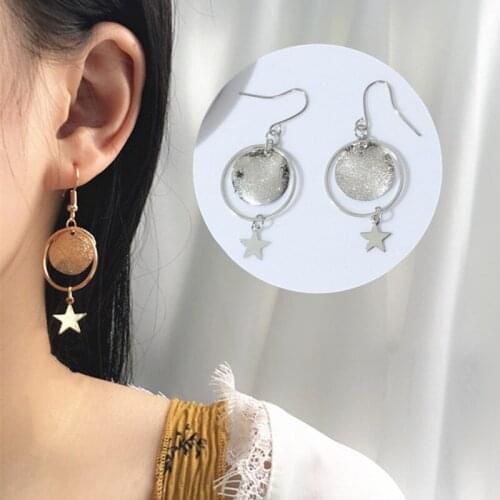 2020 New Trendy Flash Five-pointed Stars Circle Sequins Long Earring Pendientes Mujer Lady Jewelry Christmas Gifts