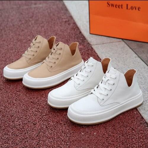YSHUNIJ White shoes womens 2021 new high-top joker breathable platform shoes flat shoes