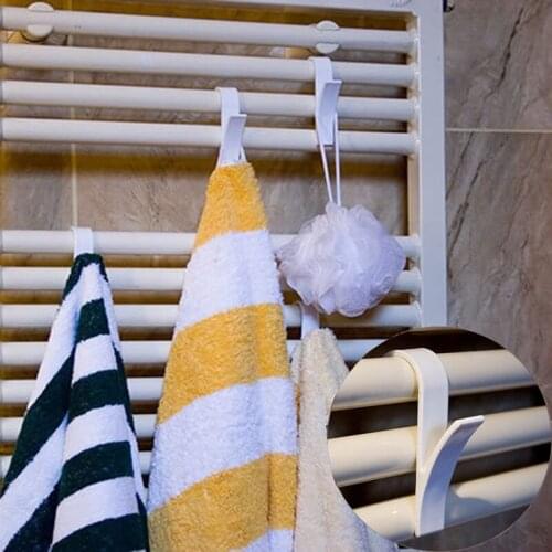 1/2/4/6Pcs White Hanger For Heated Towel Rack Radiator Rail Bracket Clothes Hanger High Quality Bath Hook Holder Scarf Hanger