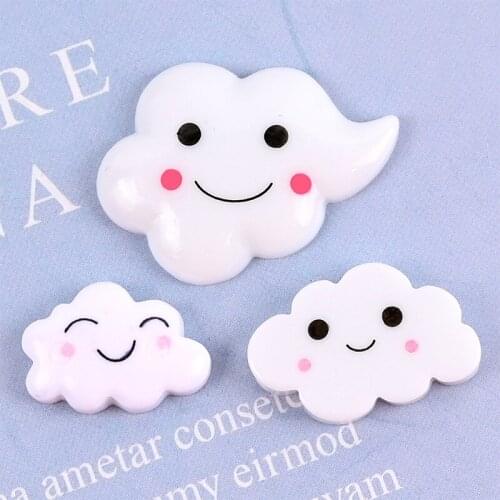 10/20Pcs Cartoon Cute Happy Clouds Flatback Resin Cabochons DIY Scrapbook Handicraft Hair Phone Shell Accessories