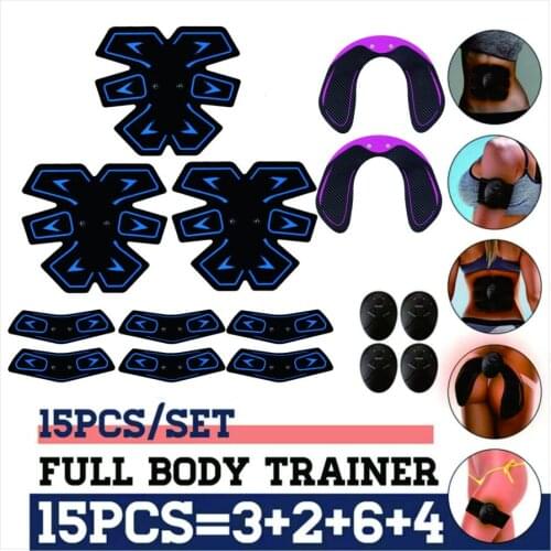 15PCS/Set Muscle Trainer Smart Fitness Abdominal Stimulator EMS Training Electric Weight Loss Stickers Body Slimming Belt Unisex