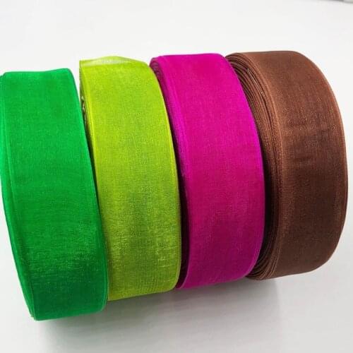 200Y 25mm Organza Ribbon Apparel Sewing Fabric DIY Gift Packaging Wedding Decoration Tapes Christmas Ribbon Party Supplies A