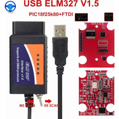 2021 Original ELM327 USB FTDI PIC18F25K80 with switch code Scanner HS CAN and MS CAN Super Mini Elm327 obd2 V1.5 Bluetooth