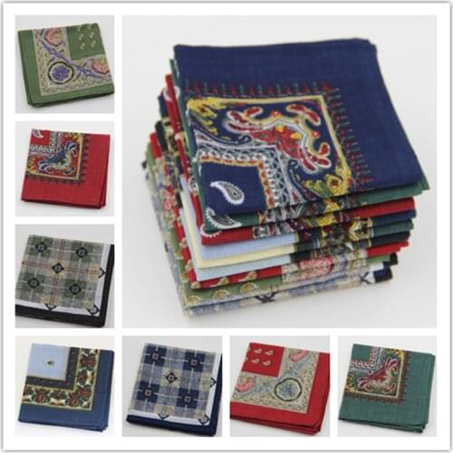 3Pieces/lot Vintage Cotton Handkerchiefs Unisex Print Handkerchiefs Men and Women 11Color 40*40cm