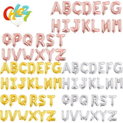 50pcs 16inch Rose Gold Silver DIY Party Decorations Balloons Alphabet Letters Hanging Birthday wedding Decor Foil Ballon Garland