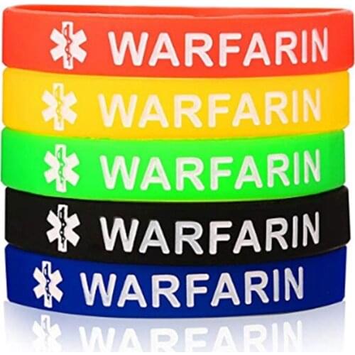 50pcs Warfarin Allergy wristbands Medical alert awareness Silicone Bracelet Wristbands