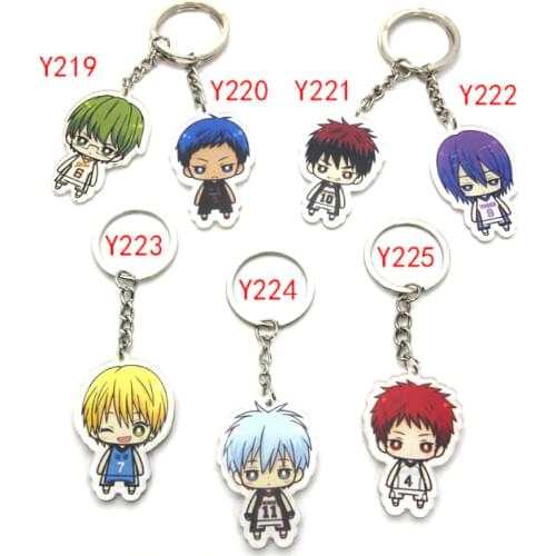 7pcs/set Anime Keychian Kuroko no Basket Seirin Basketball Tetsuya Club Aomine Daiki Keychain Portachiavi Keyring Llavero