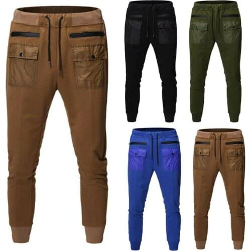 Mens Pants Drawstring Elastic Pockets Clothes Long Pencil Pants Trousers Nice Hot Full-Length Vogue Casual Pants Men