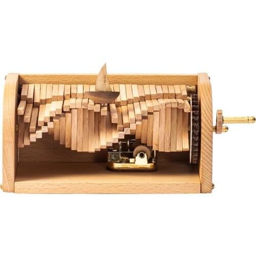 DIY Wooden Music Box Puzzle Model Kit Hand Crank Wave Maker Musical Box - Black Wave Model Building Kits
