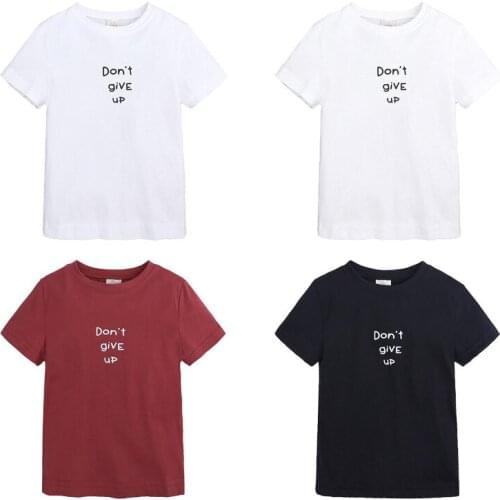 2021 Childrens Clothing Summer Boys Girls Short-sleeved T-shirt Childrens Basic All-match Round Veck Cotton Letter Top T-shirt