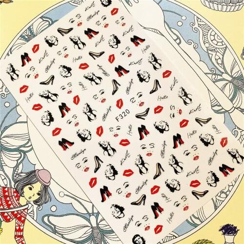 F-089 F-299 F-320 Red lips perfume lipstick 3D Back glue Nail Art Stickers Decals Sliders Nail ornament decoration