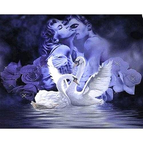 GATYZTORY 5D DIY Diamond Painting Rhinestone Kit Diamond Embroidery Swan lovers Mosaic Cross Stitch Handmade Gift Home Decor