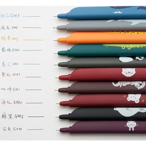 2021 Creative Modelling Retro Colors Cartoon Animals Gel Pen Kawaii 0.5mm Color Ink School Supplies Cute Stationery