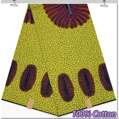 Hot Sale 100% Cotton Soft High Quality African Print Wax 6Yards African Ankara Loincloth Nigerial Style Fabric XH8018