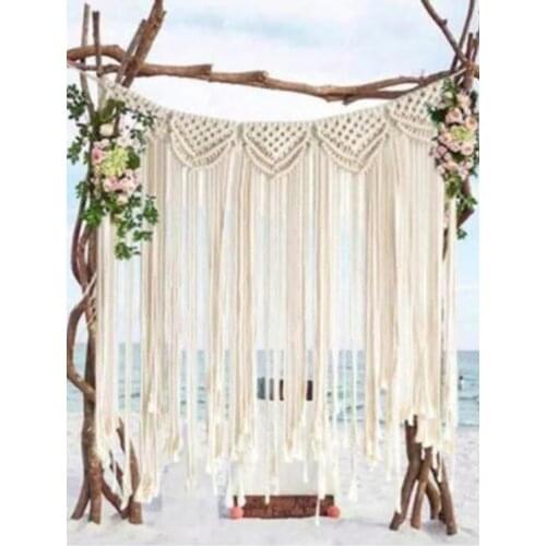 Cotton Rope Tassel Macrame Curtain DIY Room Wall Hanging Decoration Boho Wedding Backdrop Party Curtain For Photo Booth