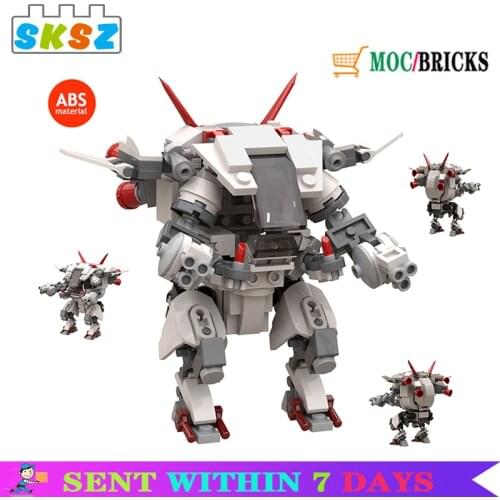 Battle Armor White Rabbit Gatling Robot Game Simulation Model Building Blocks Anime Figure Diy Bricks Children Moc Figure Gifts